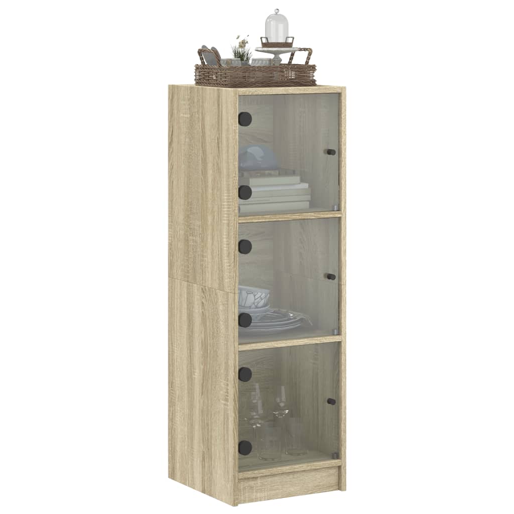Buffet avec portes en verre chêne sonoma 35x37x109 cm