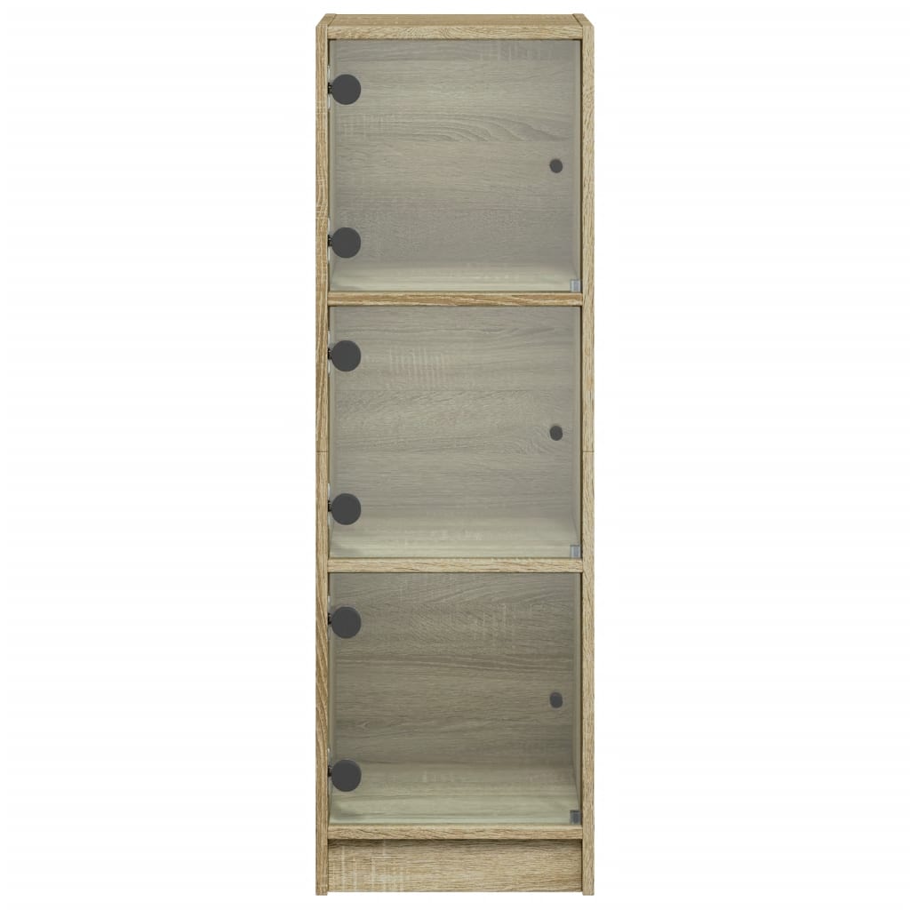 Buffet avec portes en verre chêne sonoma 35x37x109 cm