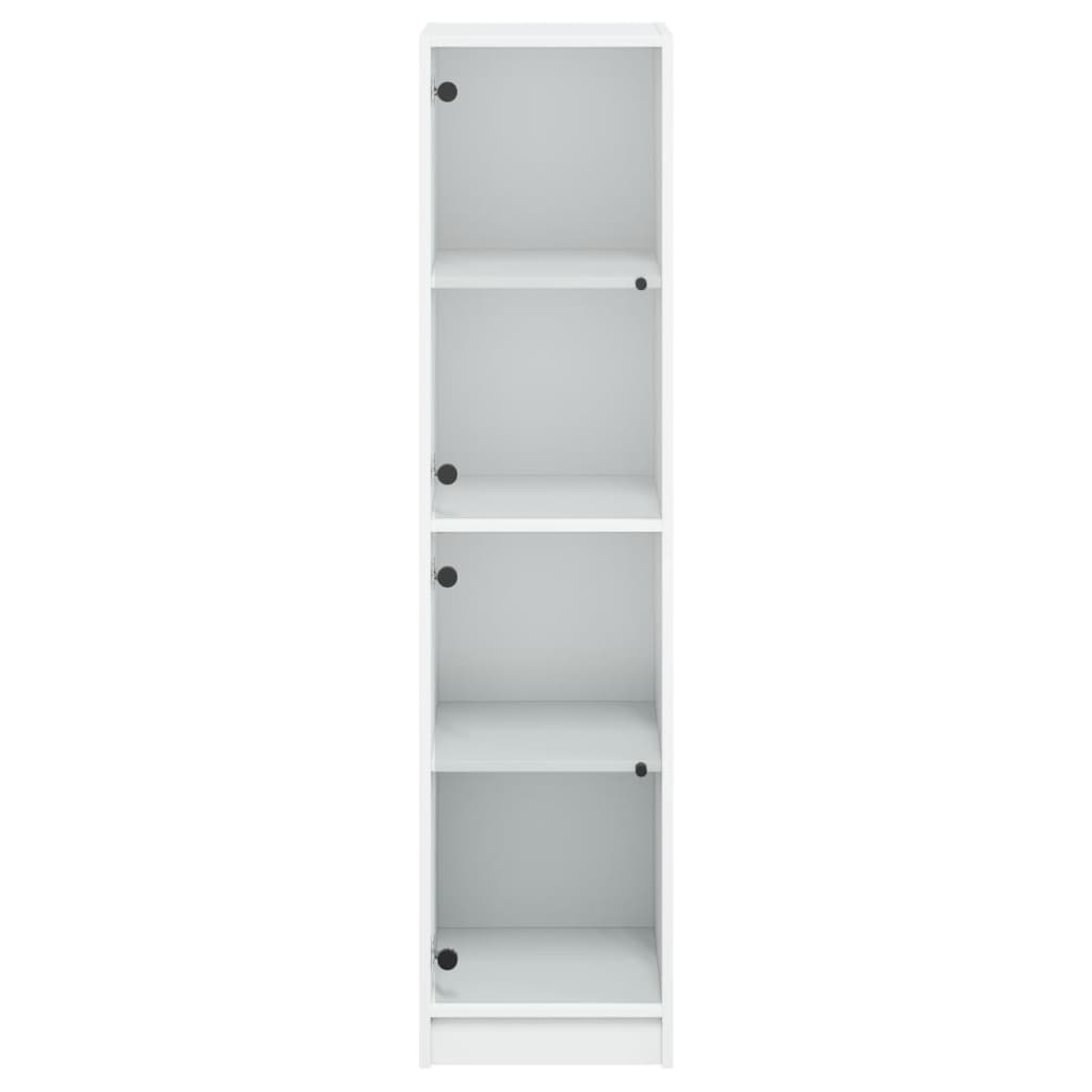 Buffet avec portes en verre blanc 35x37x142 cm