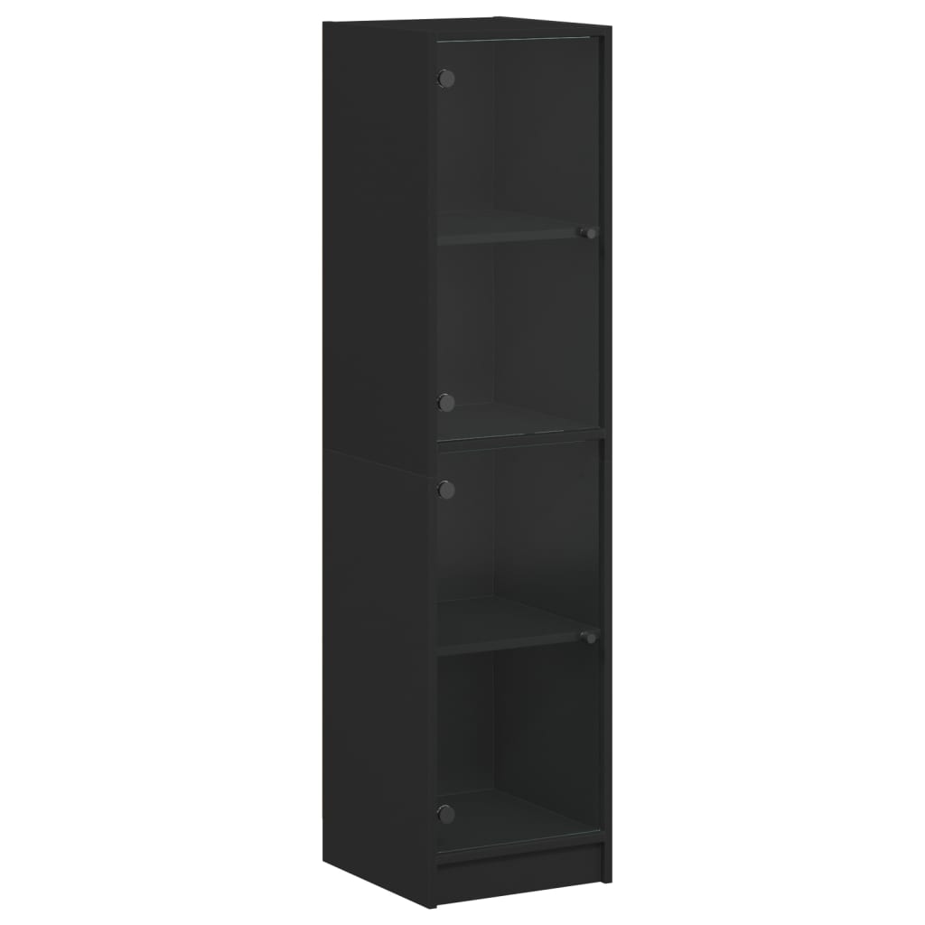 Buffet avec portes en verre noir 35x37x142 cm