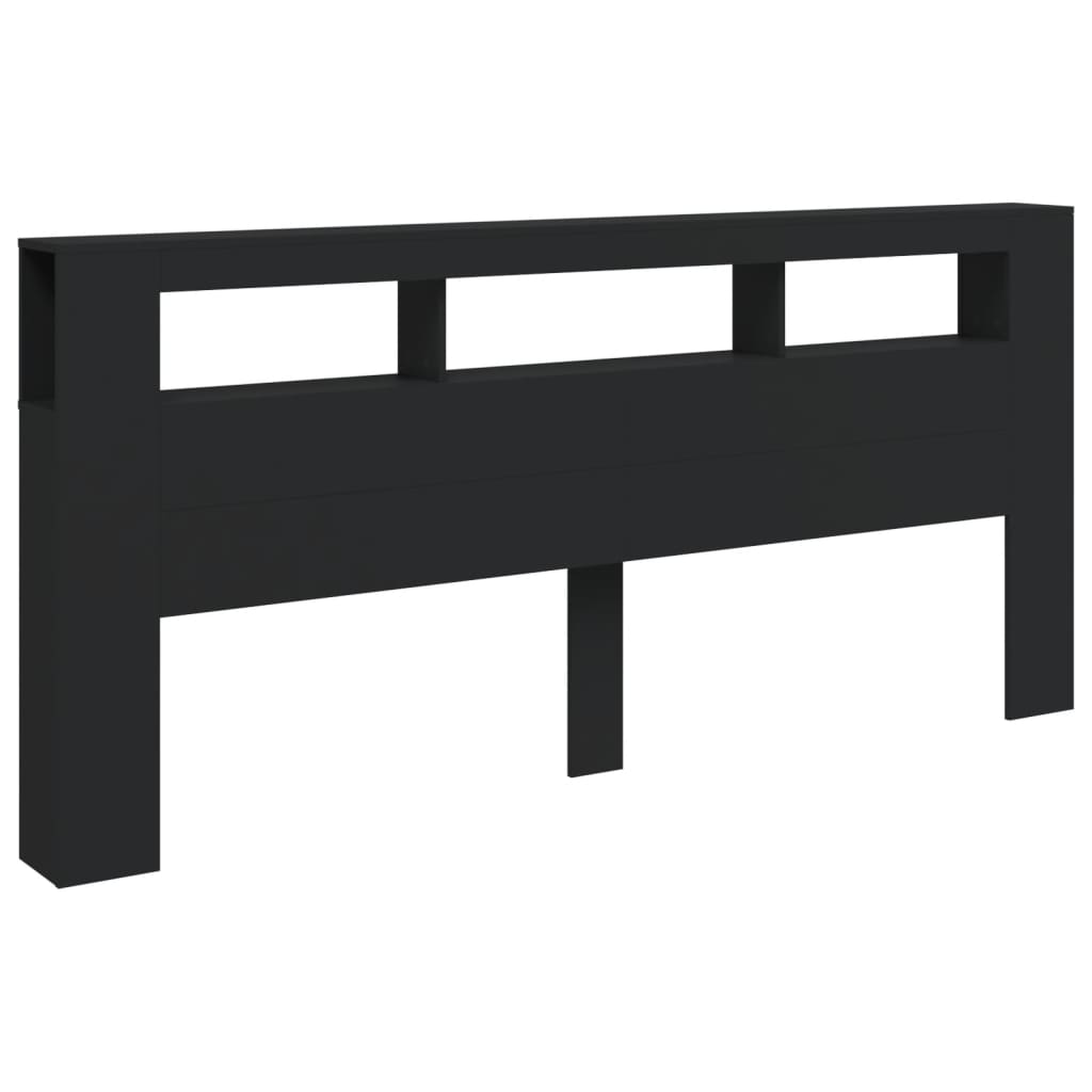 Tête de lit à LED noir 220x18,5x103,5 cm bois d'ingénierie
