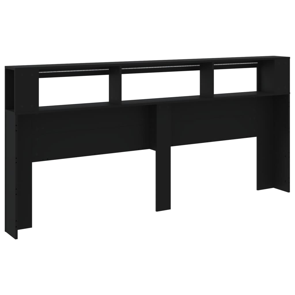 Tête de lit à LED noir 220x18,5x103,5 cm bois d'ingénierie