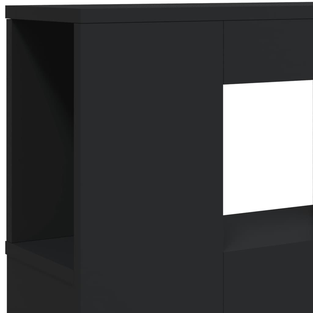 Tête de lit à LED noir 220x18,5x103,5 cm bois d'ingénierie