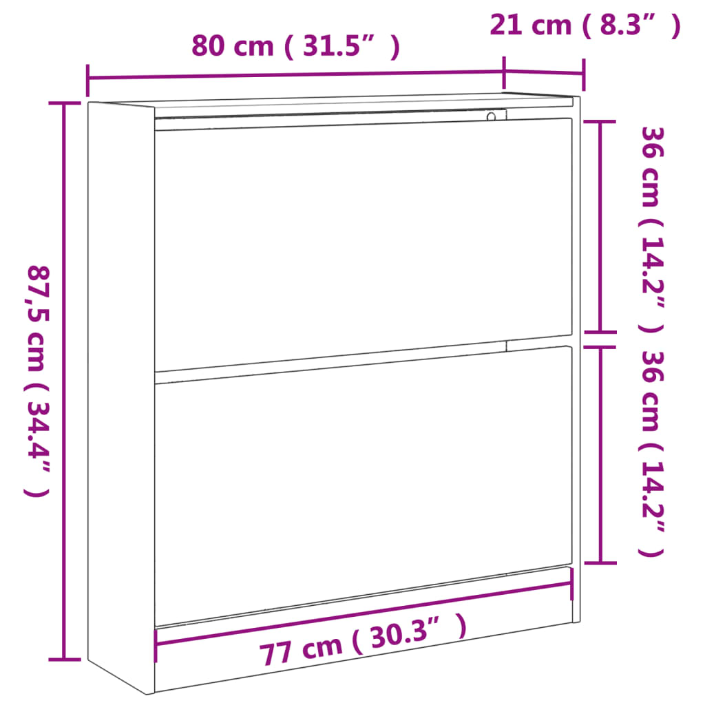 Armoire à chaussures chêne sonoma 80x21x87,5 cm bois ingénierie