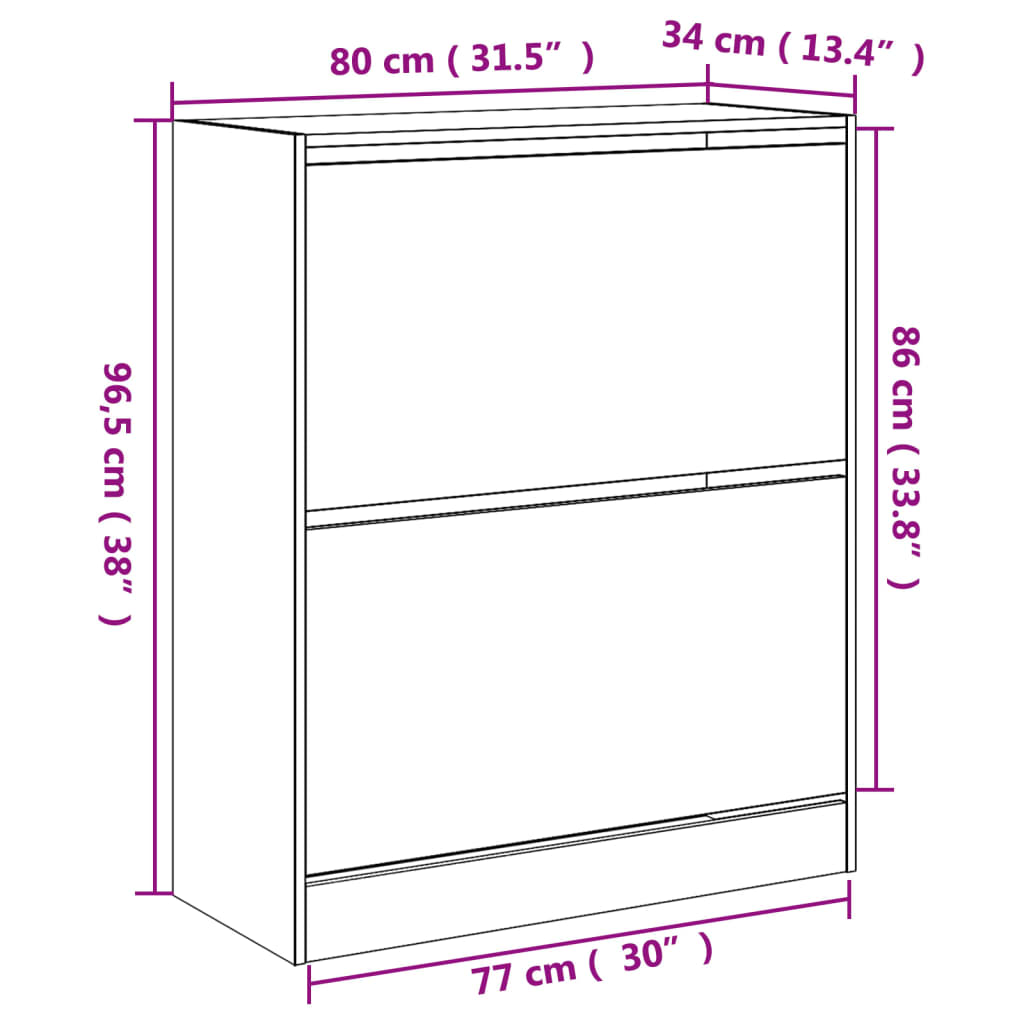 Armoire à chaussures chêne sonoma 80x34x96,5 cm bois ingénierie