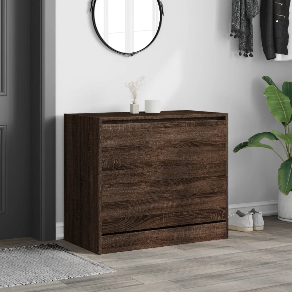 Armoire à chaussures chêne marron 80x42x69 cm bois ingénierie